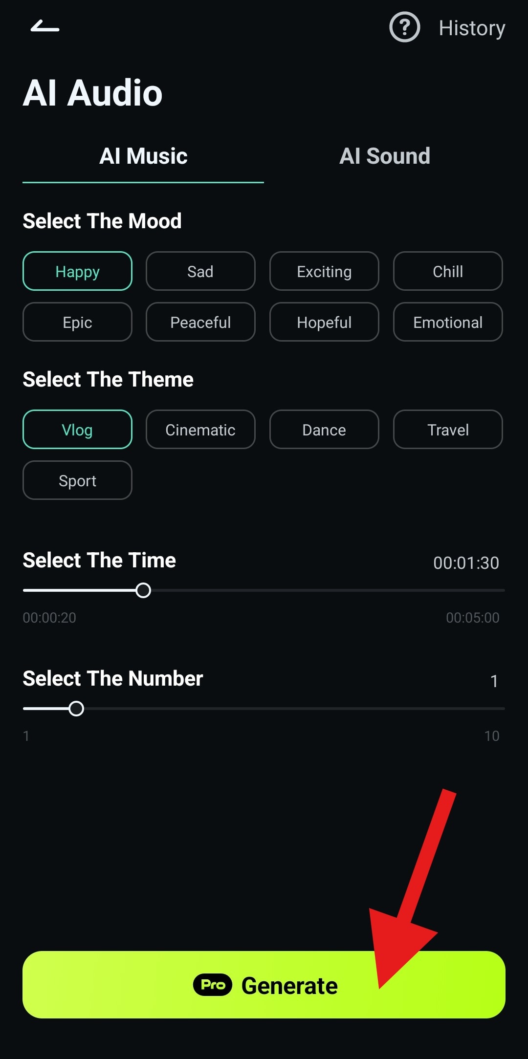 generate ai audio for slideshow filmora