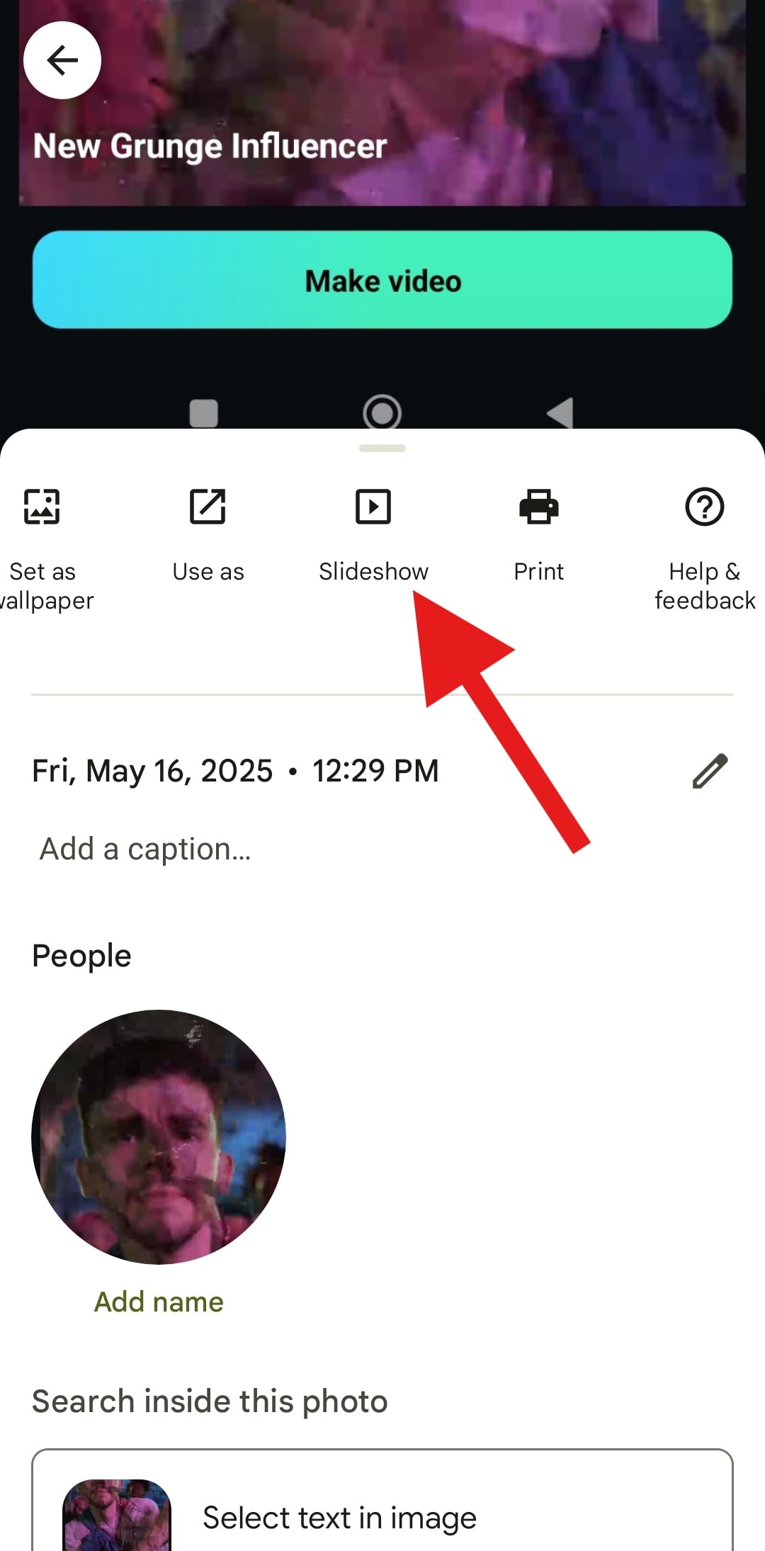 activate google photos slideshow on mobile