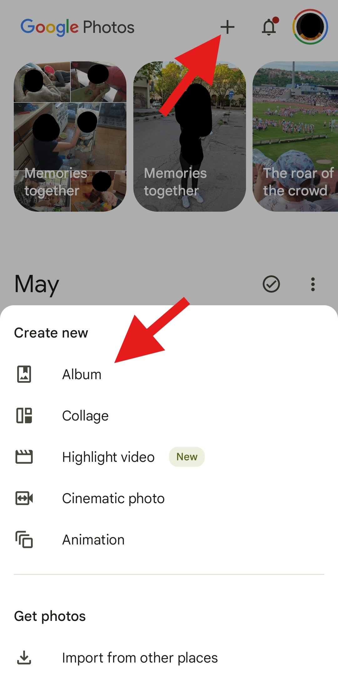 create a new album google photos