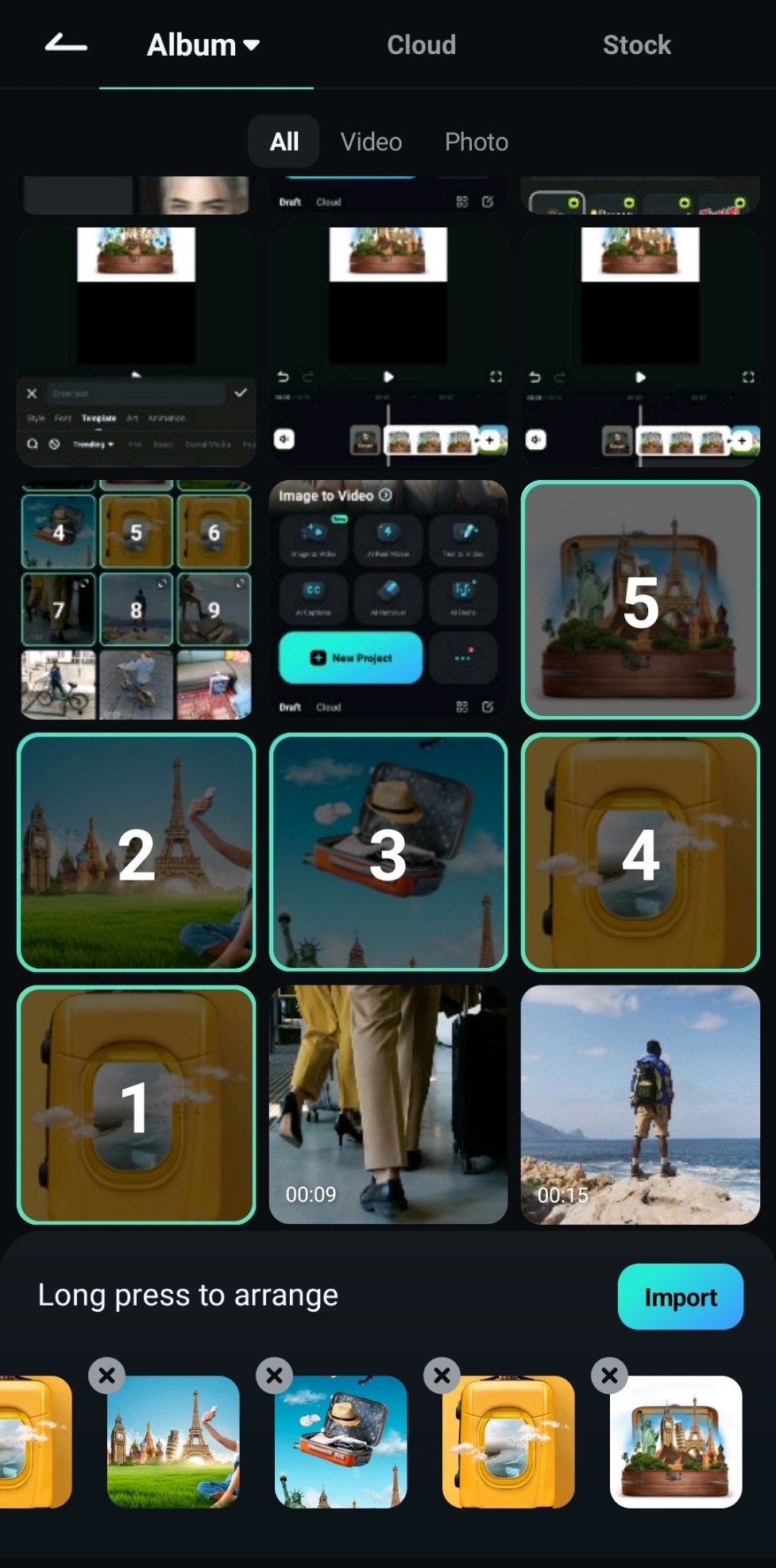 import photos and videos filmora mobile