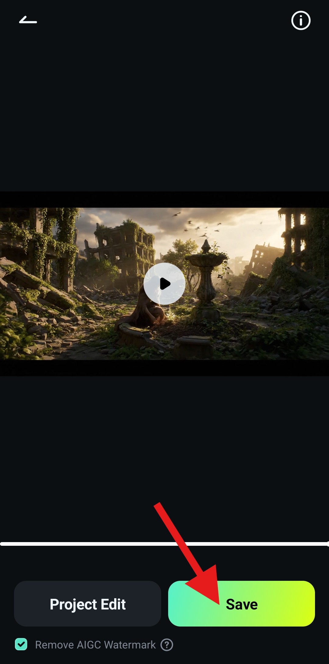 review generated video and tap save