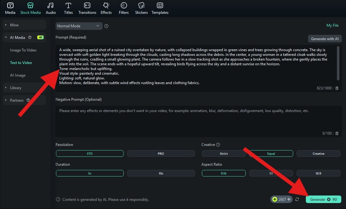 use text to video feature filmora pc