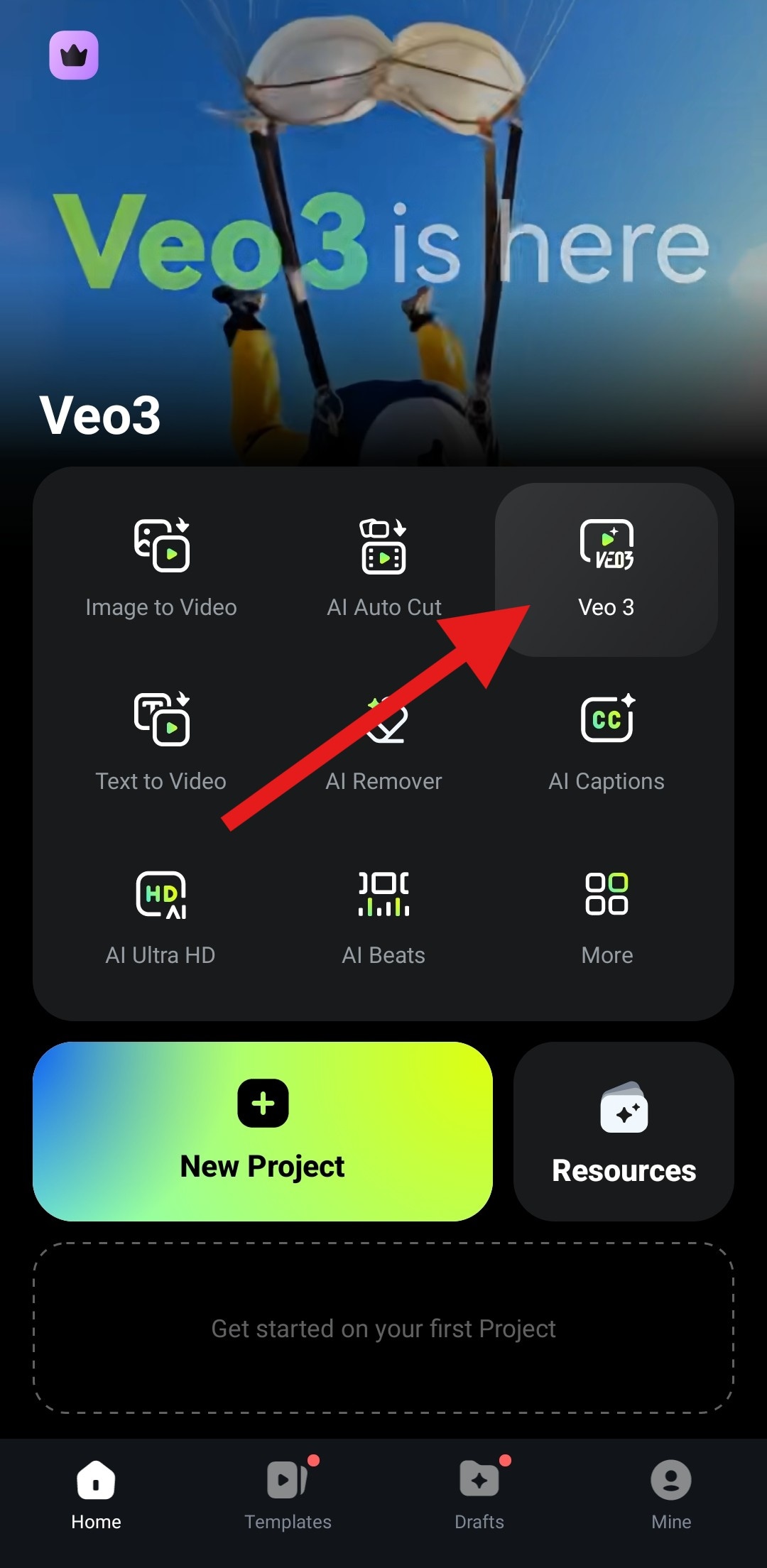 select veo three ai feature mobile