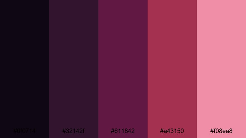 gothic berry noir purple red color palette with hex codes
