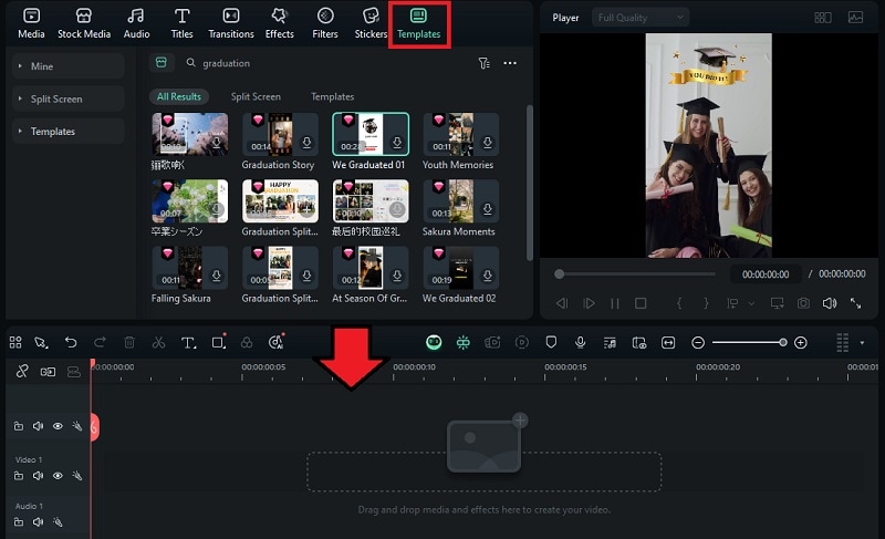 access filmora graduation templates