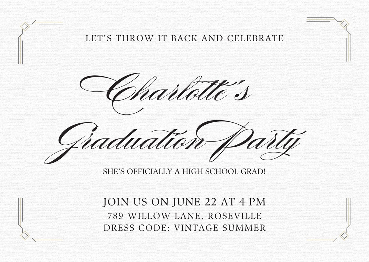 vintage vibes graduation invitation card