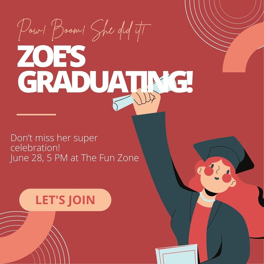 animation style graduation card invitation