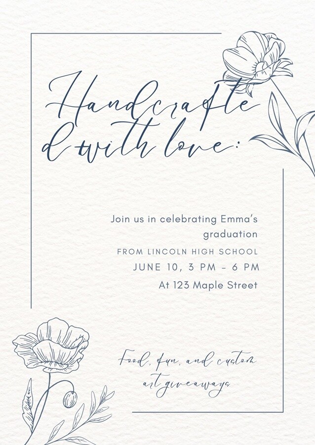 hand-drawn graduation invitation card