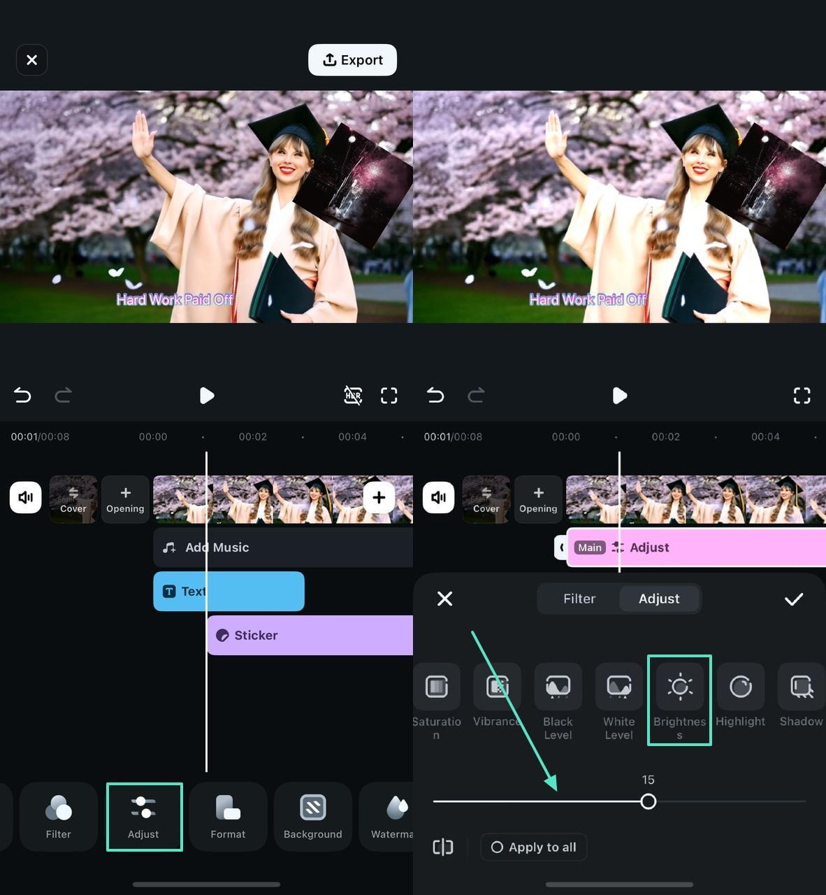  adjust brightness of video 