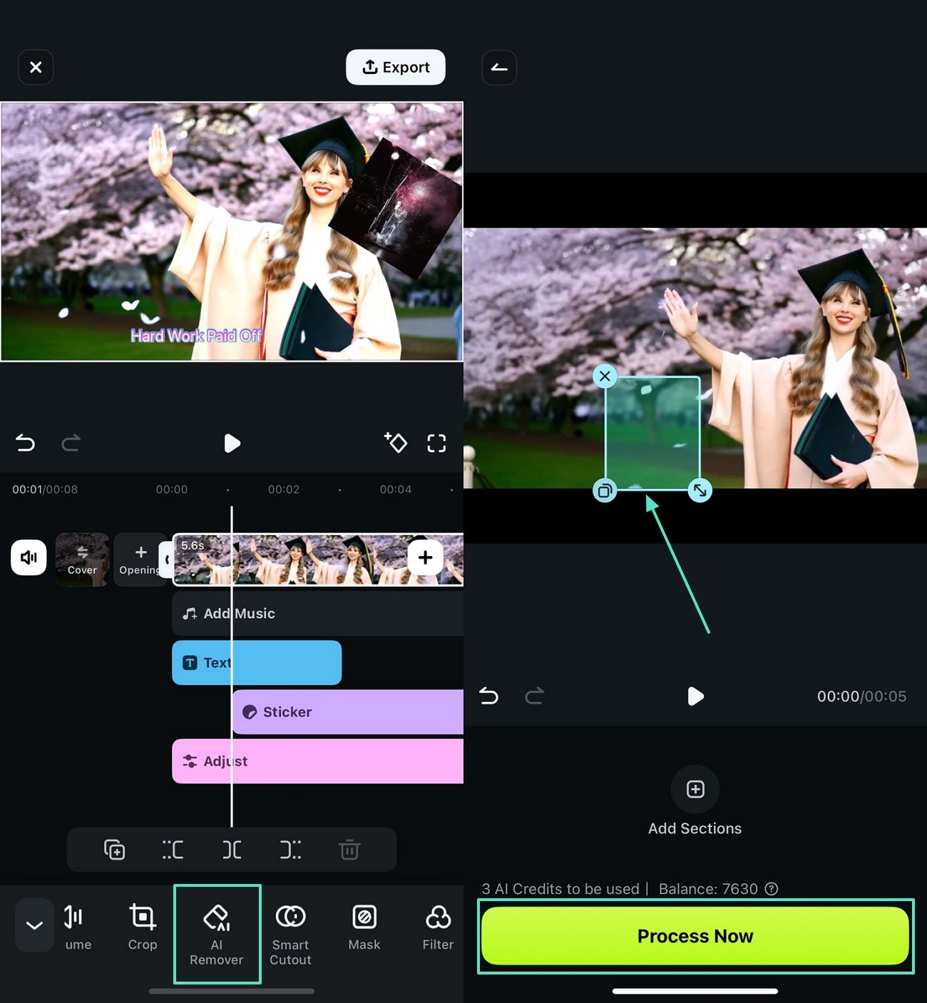 use ai remover hit process now