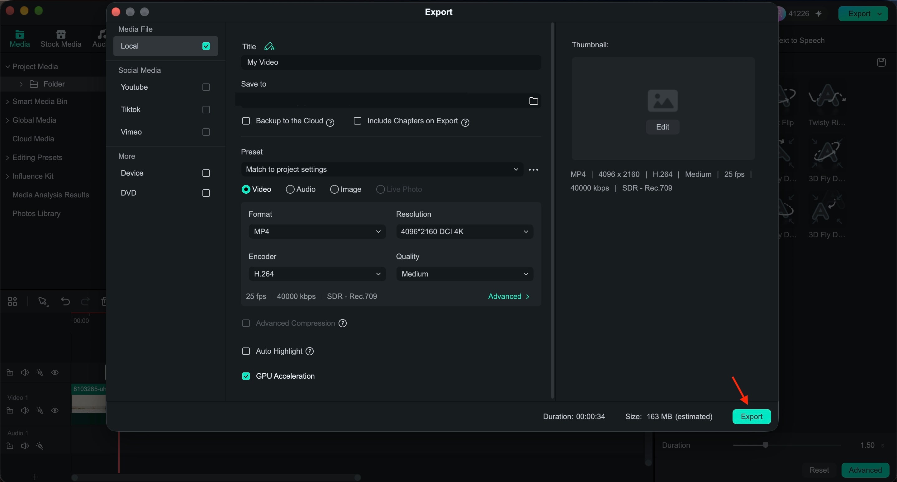 preview and export