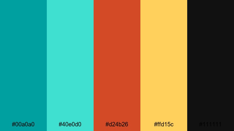 graffiti harbor pop teal rust color palette with hex codes