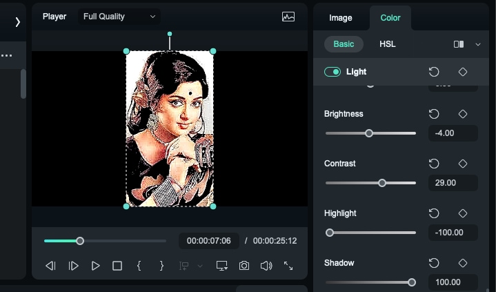 adjust contrast and shadows for best output