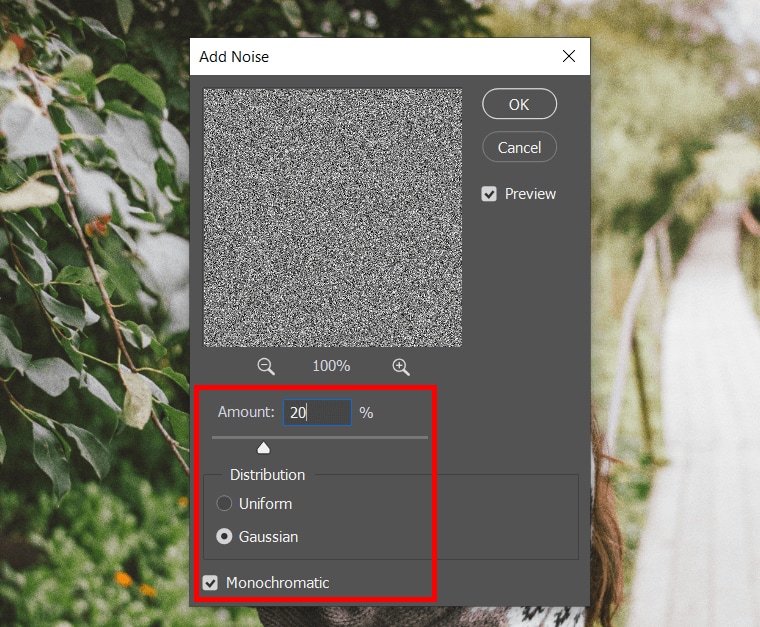 adjust grainy effect photoshop