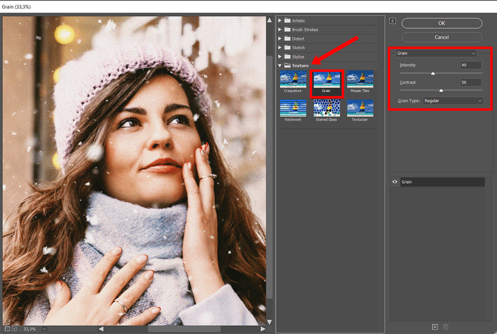 adjust grainy effect