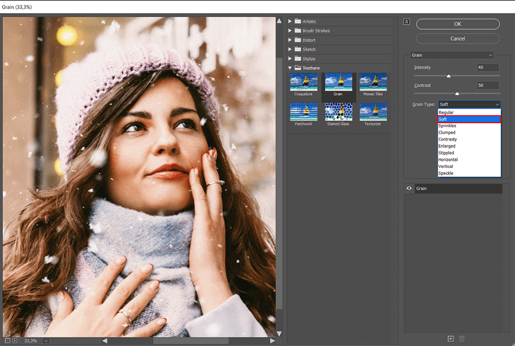 vintage grain effect Photoshop  