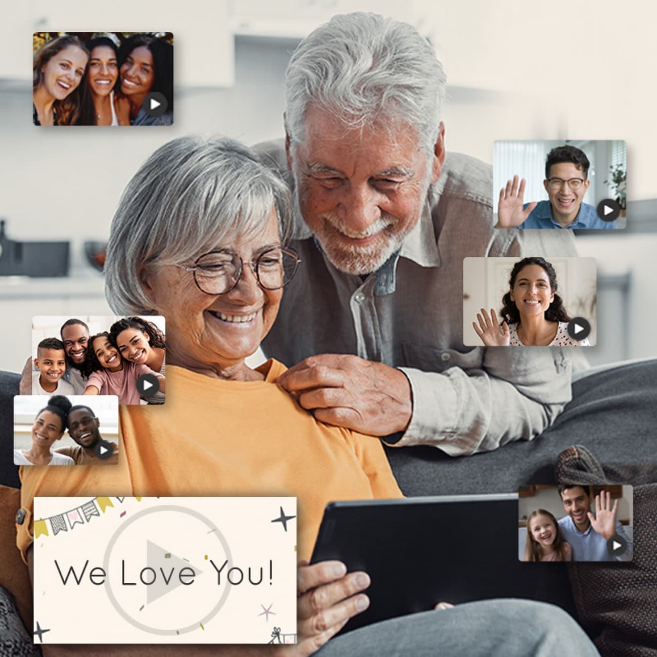 combined video messages from family grandparents