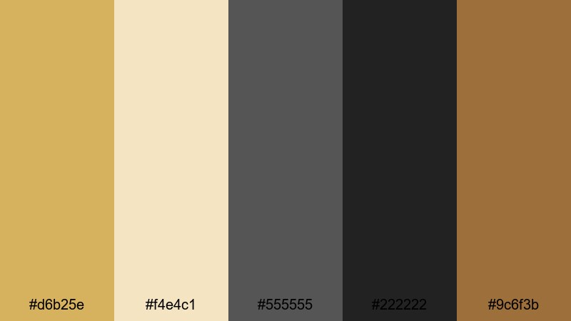 graphite and grain harvest gold color palette with hex codes
