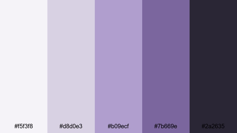 graphite orchid minimal amethyst color palette with hex codes