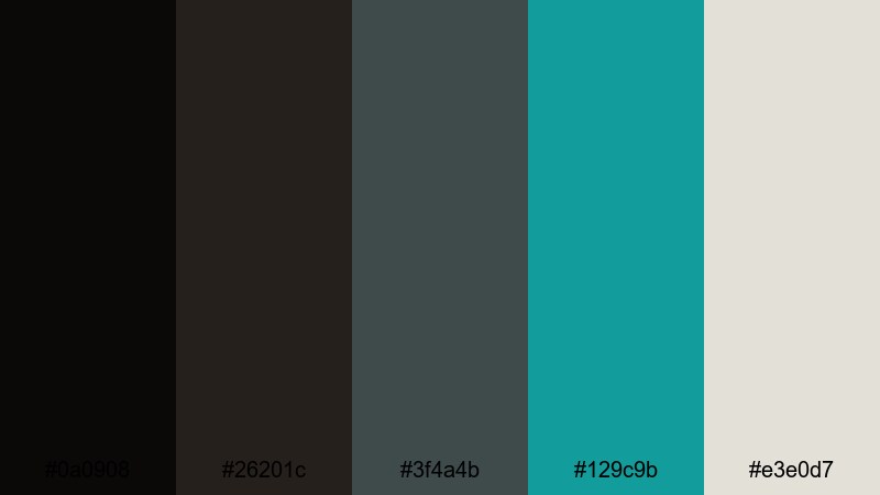 graphite teal contrast black brown color palette with hex codes