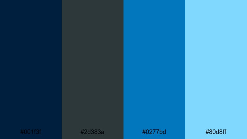 gravity well blues outer space color palette with hex codes