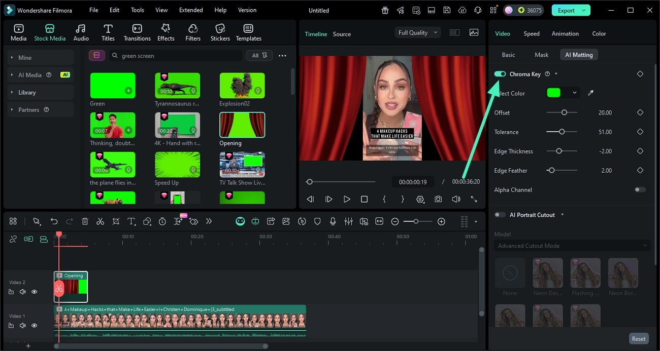 apply chroma key to video