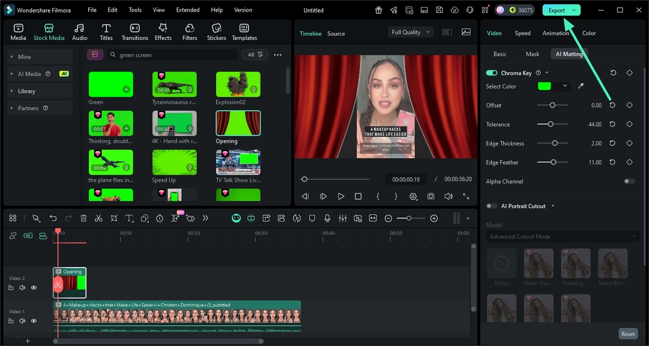 save the generated results filmora