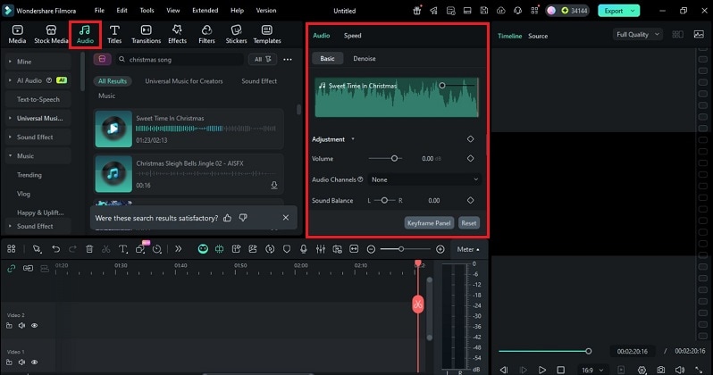 apply holiday music to video