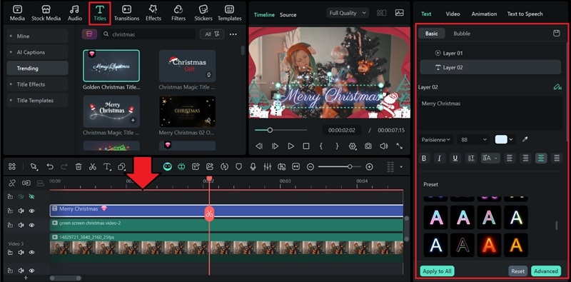 add christmas-themed text overlay