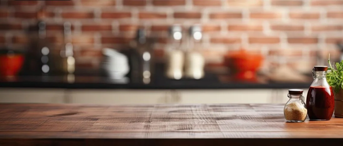 wooden kitchen counter