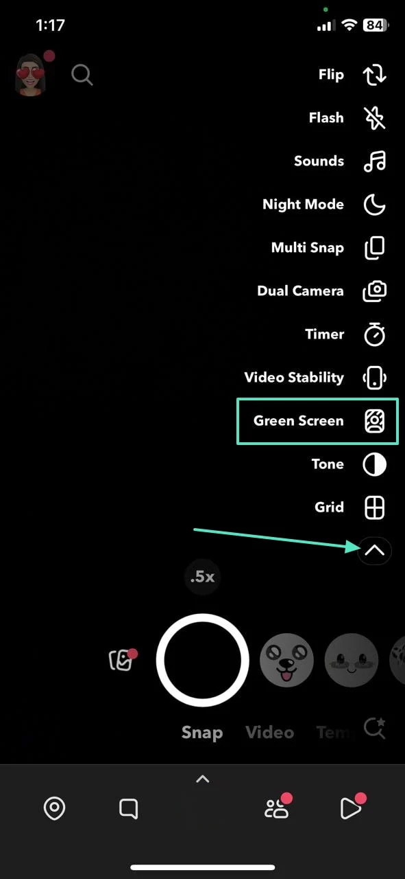 locate green screen icon snapchat 