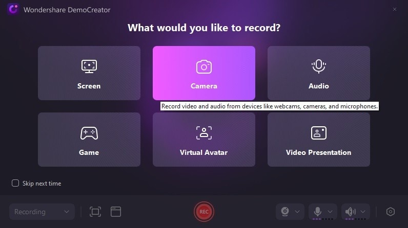 select one of the recording modes