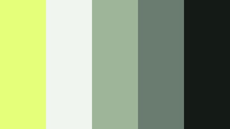 greenroom minimal title card pale chartreuse color palette with hex codes