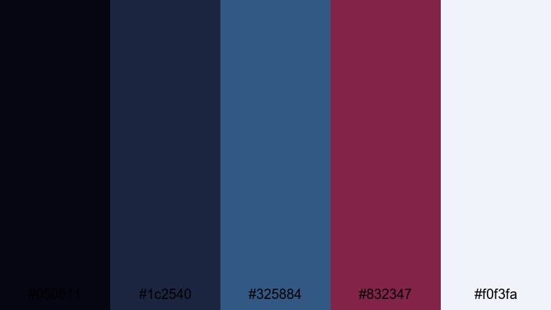 gridline plum blueprint blue burgundy color palette with hex codes