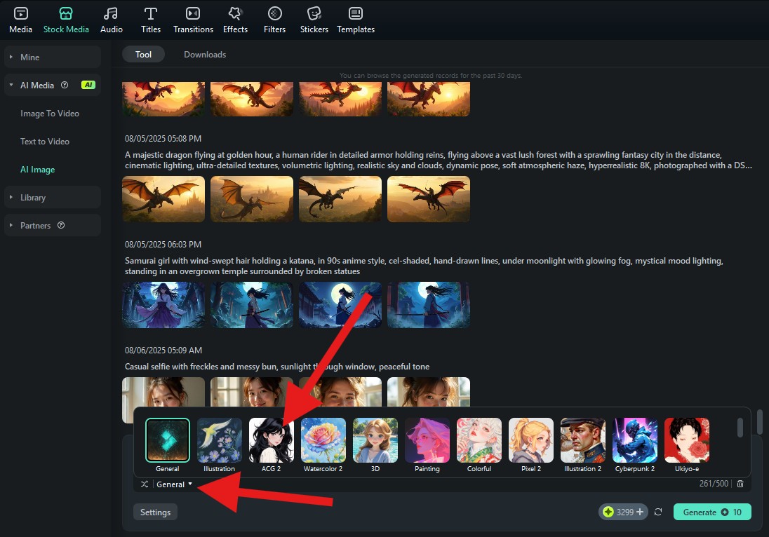 pick an image style ai image