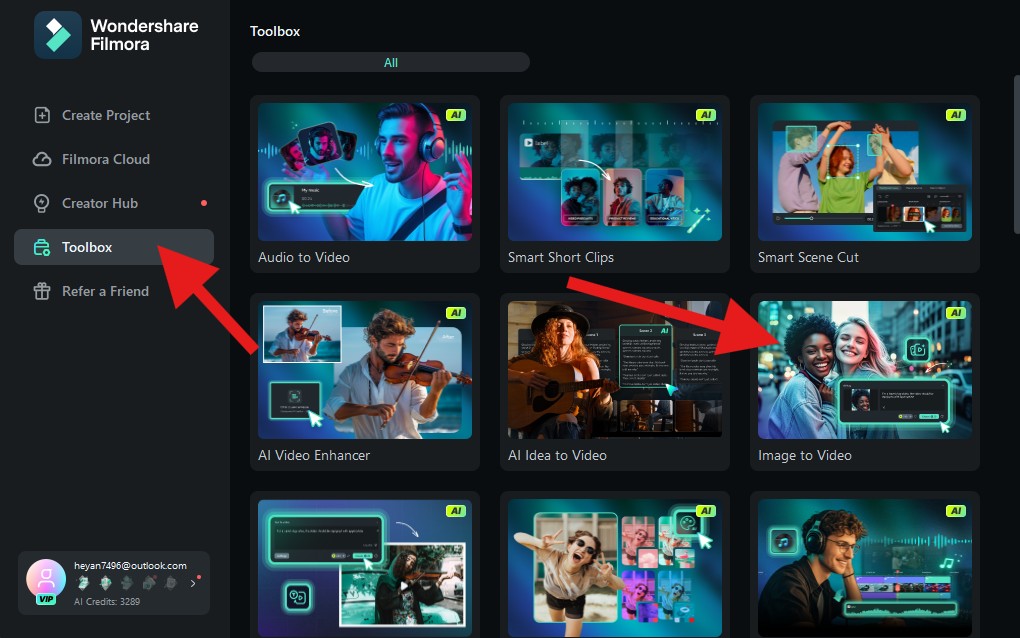 activate image to video feature filmora