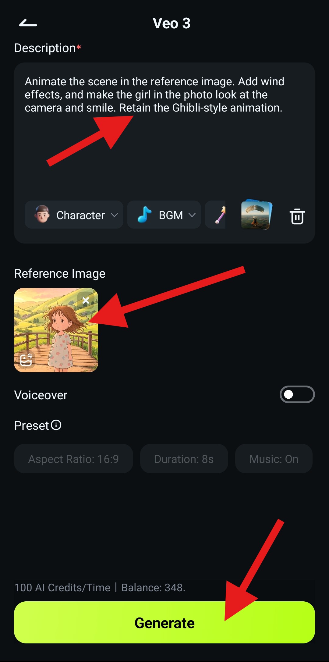 use veo three feature filmora mobile