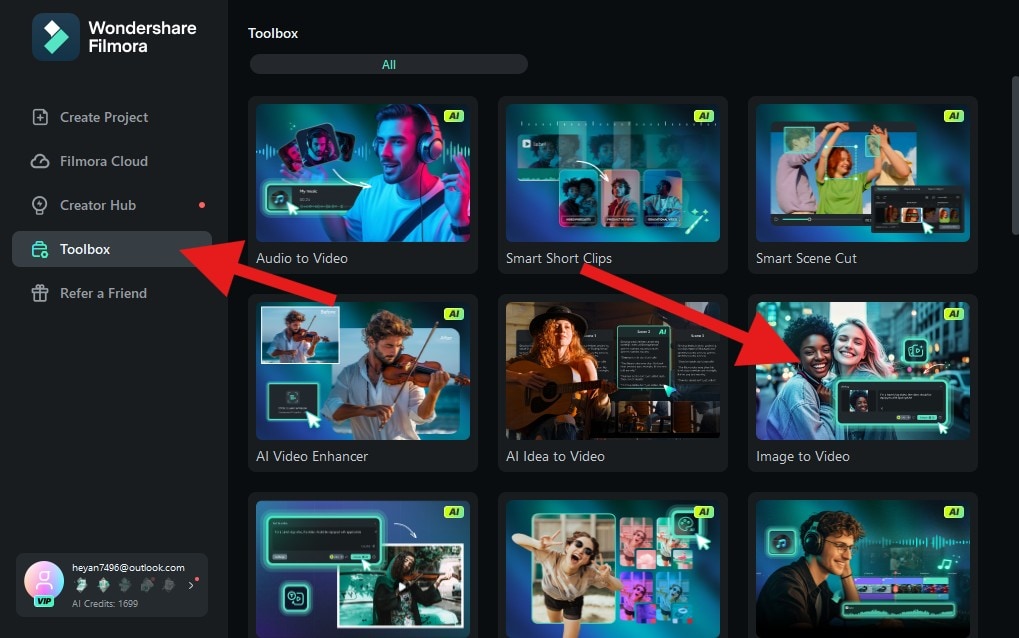 activate image to video feature filmora