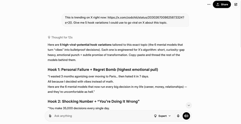 creating viral hook with grok