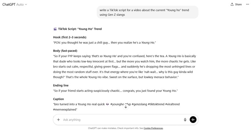 testing chatgpt gen z slang