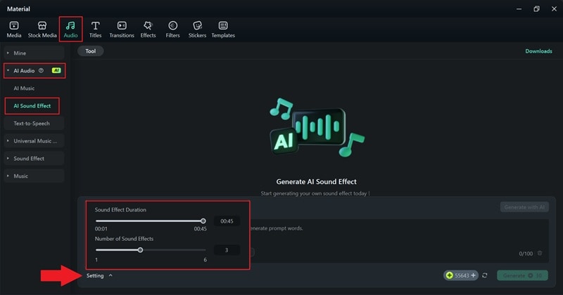 find the ai sound effect feature