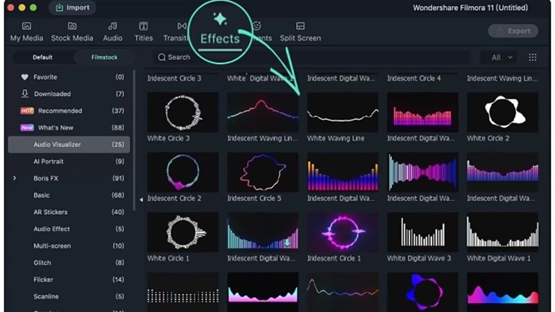 filmora audio visualizer effects collection