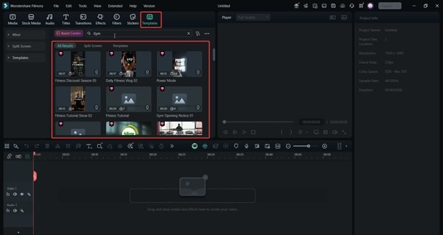 filmora templates gym