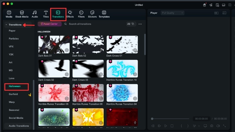 halloween transitions in filmora
