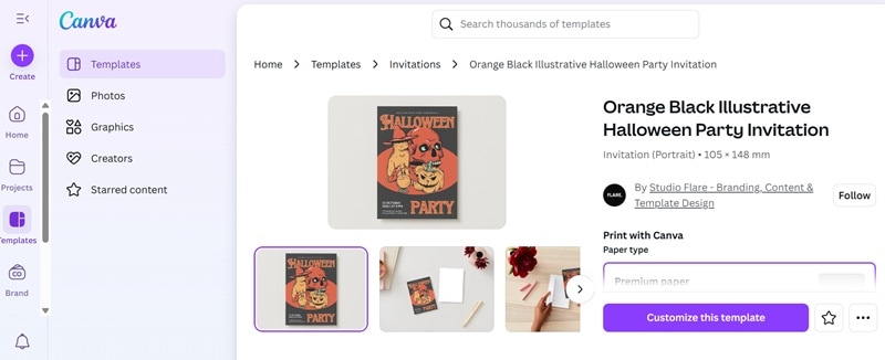 canva halloween party invitation template