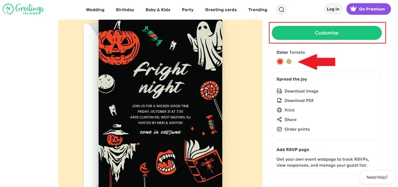 greeting islands halloween party invitation template