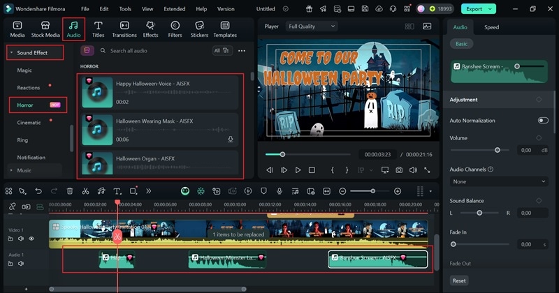add creepy sound effects