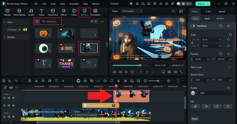 insert animated halloween stickers