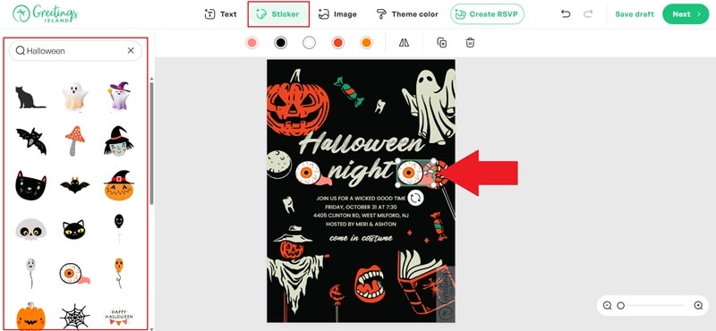 add halloween stickers