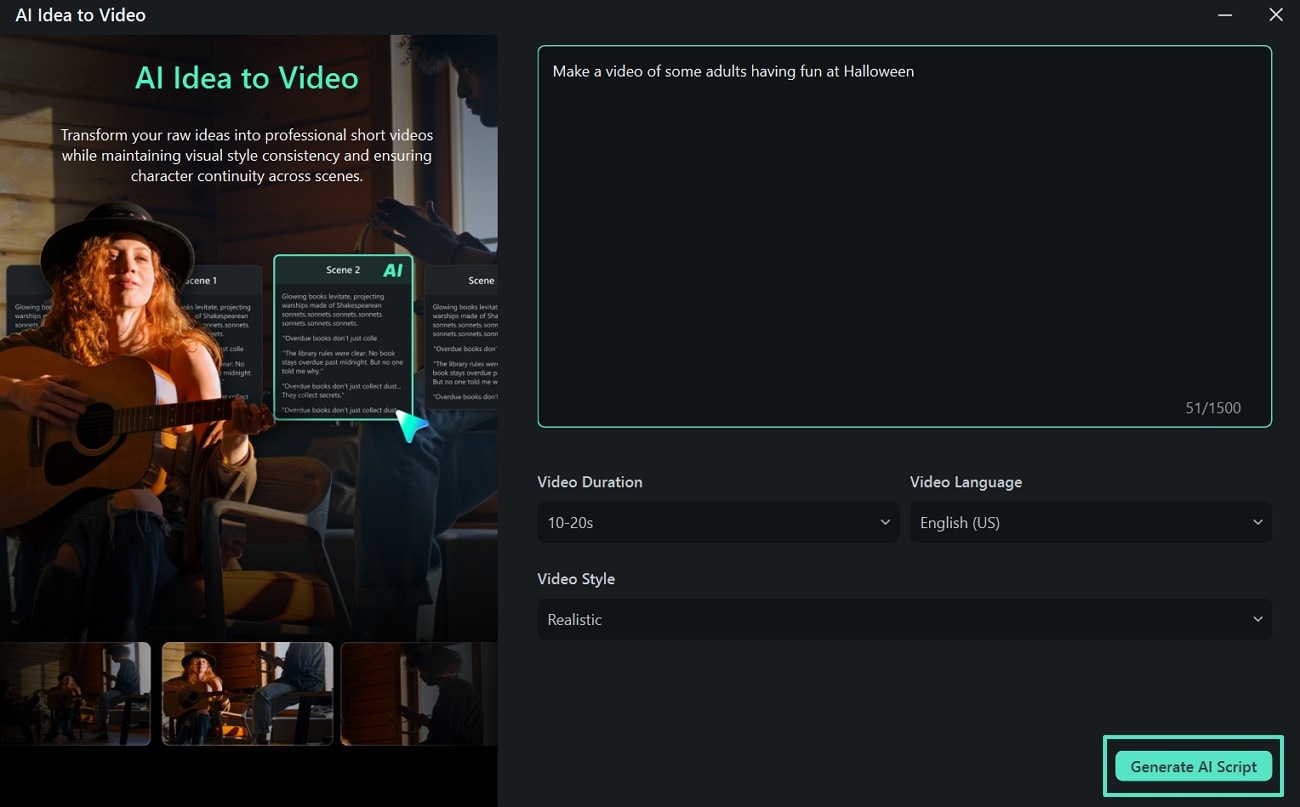 generate ai video script